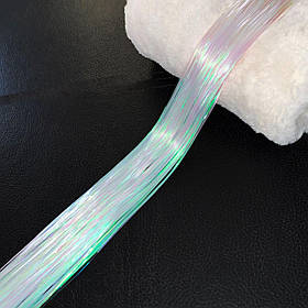 Блискучі нитки 120 см для волосся перламутровий