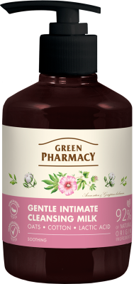 Молочко для інтимної гігієни Green Pharmacy Овес і бавовна 370 мл