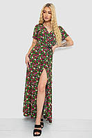 Жіночий Сукня Сарафан Черно Червоний З Цветочным Принтом Літній На Запах З Короткими Рукавами Nextor