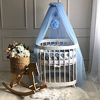 Балдахін із помпонами світло-блакитний