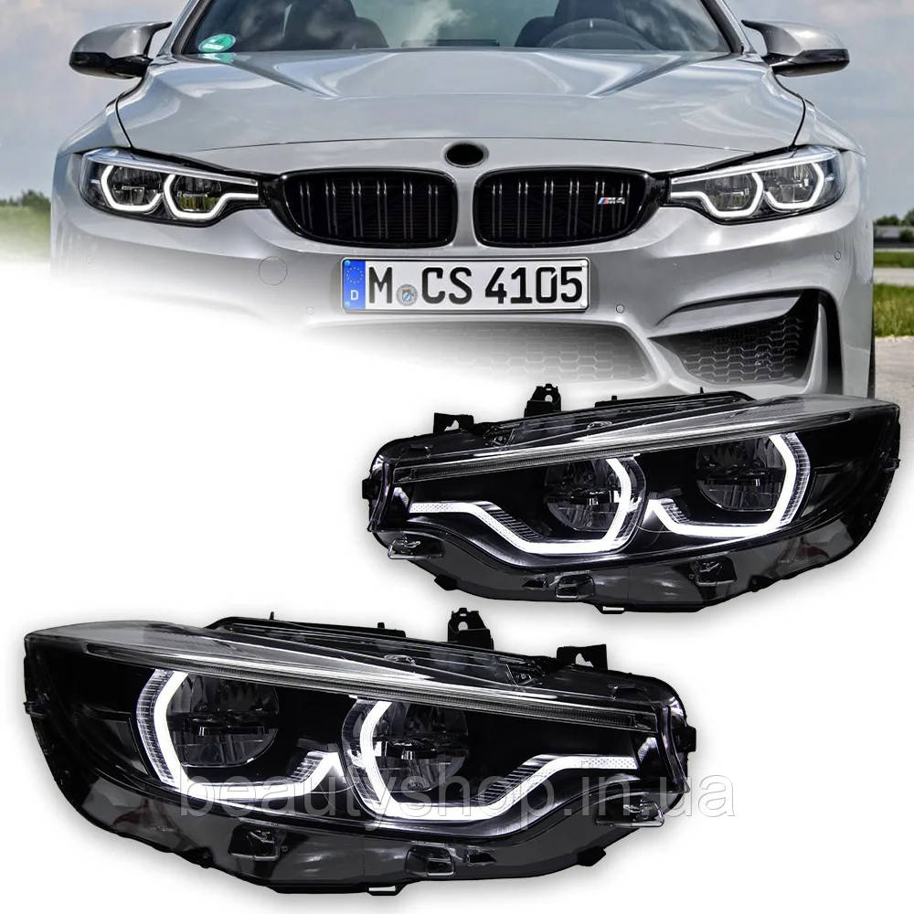 Світлодіодні передні фари з лінзами проектора та Angel Eyes для BMW F32/F33/F36/F80 4 серії (2012–2019), 425i/428i/430i/435i, DRL