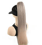 Накладний хвіст на гумці якісний і густий 70 см колір попелясто-русявий омбре в блонд, фото 3