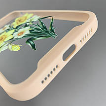 Чохол для Apple iPhone 11 прозорий чохол із принтом нарцисів із бежевою рамкою на телефон айфон 11 q07j, фото 3