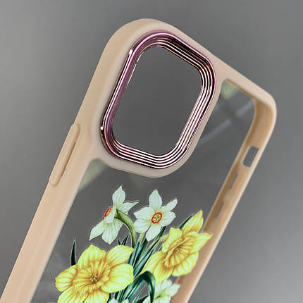 Чохол для Apple iPhone 11 прозорий чохол із принтом нарцисів із бежевою рамкою на телефон айфон 11 q07j, фото 2