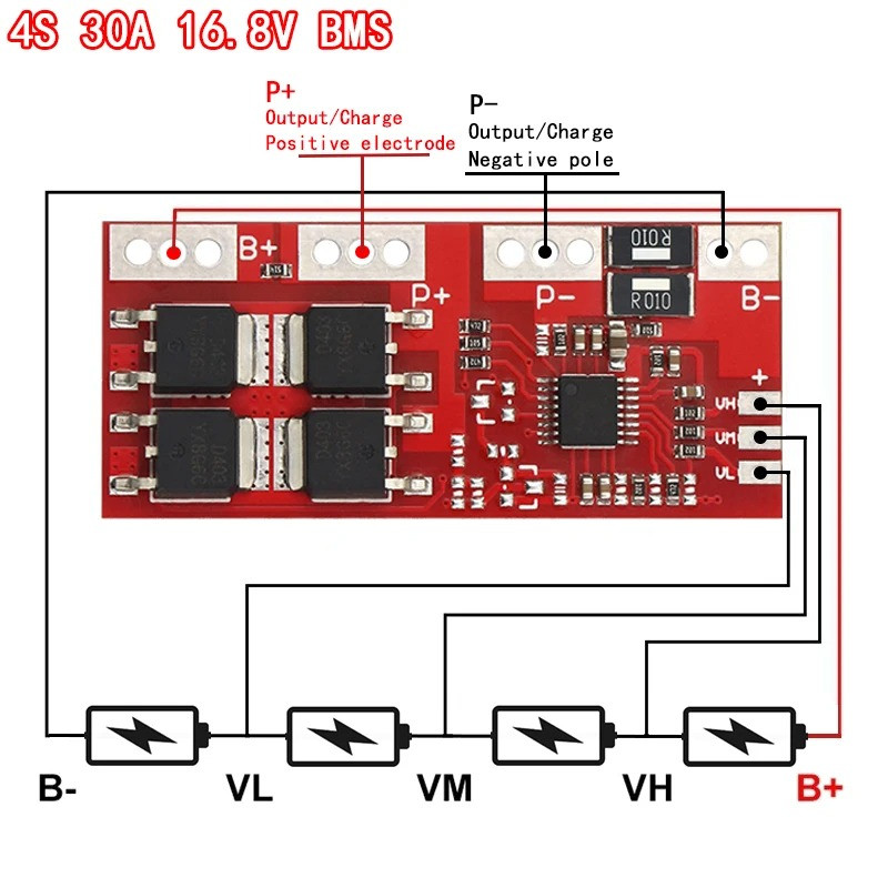 Плата захисту BMS 4S YH11047A, для 4-х Li-ion 18650, фото 1