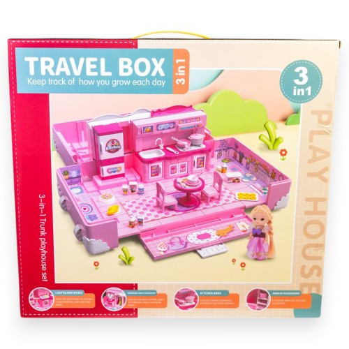 Ігровий набір 3 в 1 "Кухня у валізці з лялькою", Travel Box, 43×13,5×39 см, фото 1