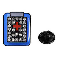 Брошка значок із чорною кліпсою швидка допомога покрита кольоровою емаллю розмір виробу 25х17 мм