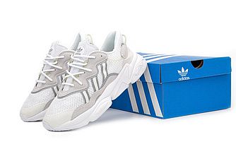 Жіночі кросівки Adidas Ozweego взуття Адідас Озвиго білі з бежевим сітка весна - літо