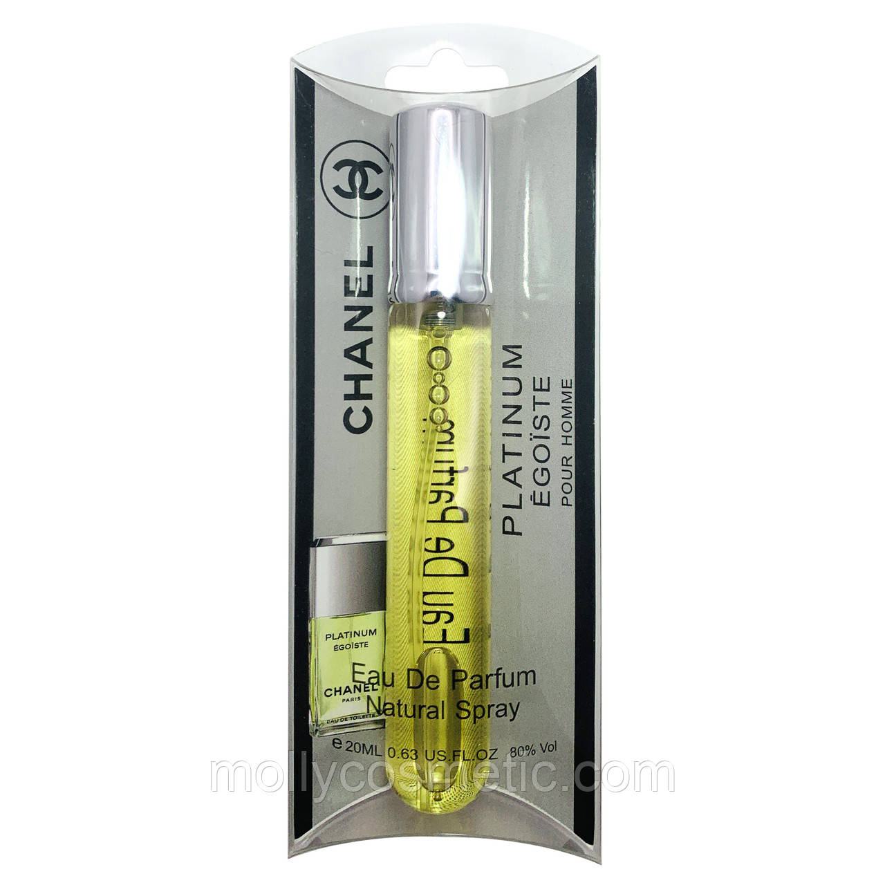 Чоловічі мініпарфуми Egoiste Platinum Pour Homme, 20 мл, фото 1