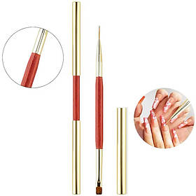 Двосторонній пензлик №10 (квадратний для гелю 8мм. + тонкий для розпису 11мм.) для манікюру з ковпачком №10