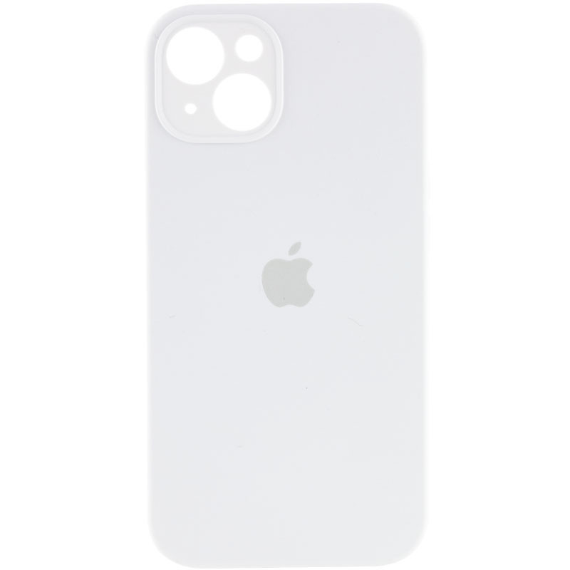 Силіконовий чохол для iPhone 14 - Full Camera з мікрофіброю (Лого), White
