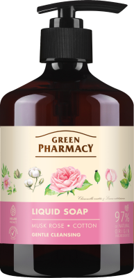 Рідке мило з дозатором Green Pharmacy Мускатна троянда і бавовна 460 мл