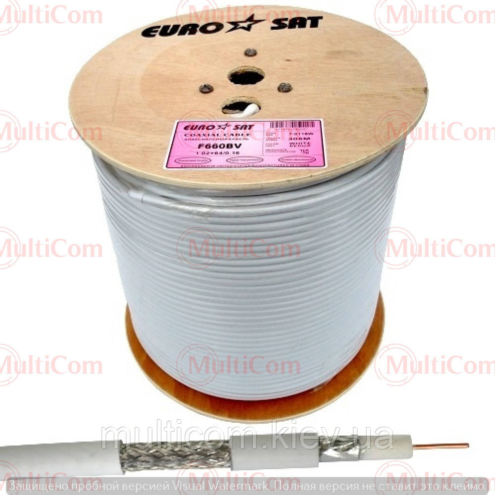 07-02-051. Кабель RG-6 (F660BV), EuroSat, білий, 305 м/бухта, фото 1