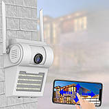 Настінна камера відеоспостереження з ліхтарем вулична водонепроникна Wi-Fi з вбудованим мікрофоном динаміком, фото 6