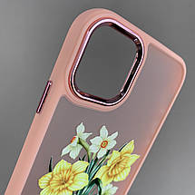 Чохол для iPhone 11 персиковий матовий чохол із принтом нарцисів на телефон айфон 11 q07l, фото 3