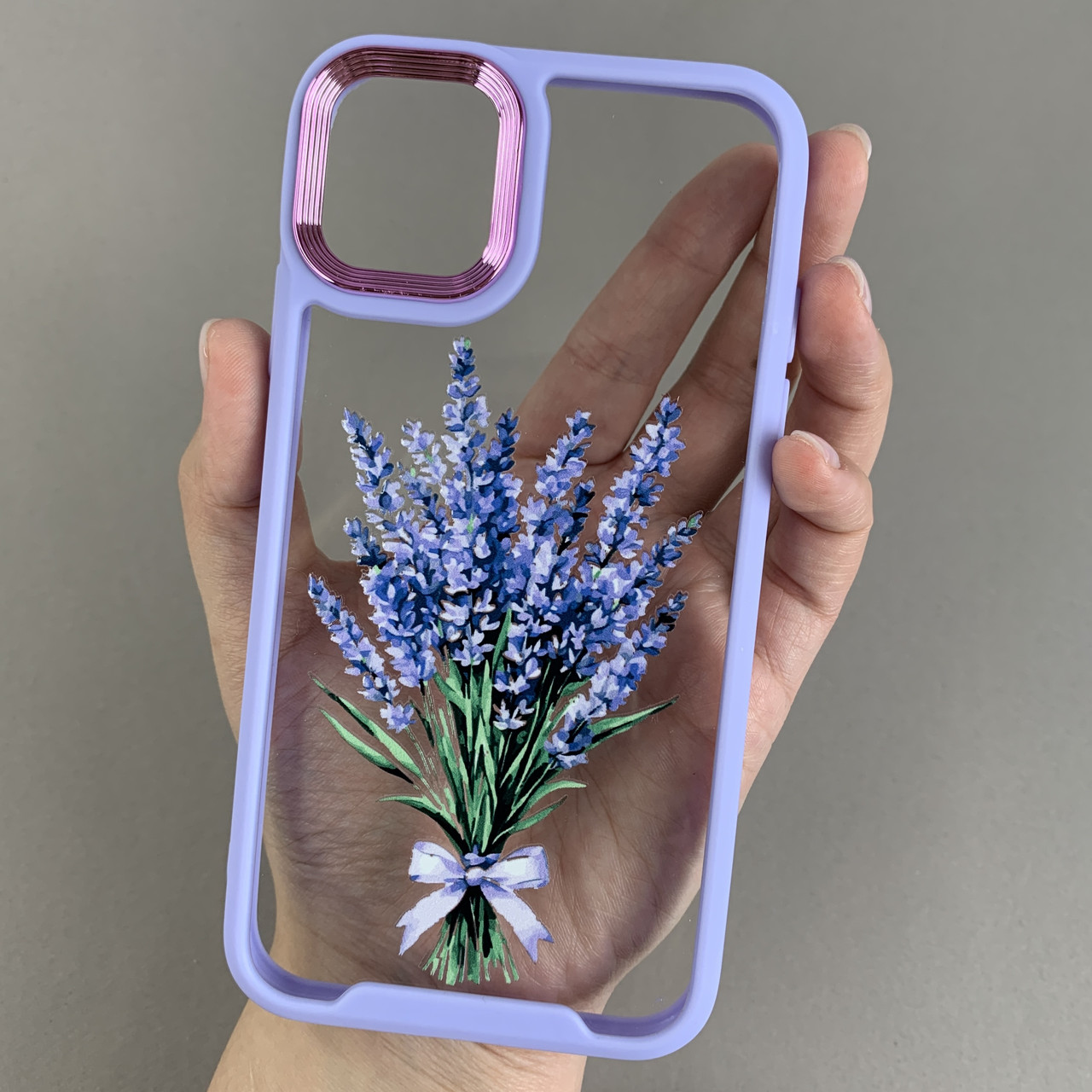 Чохол для iPhone 11 прозорий чохол із принтом лаванди з бузковою рамкою на телефон айфон 11 q07h