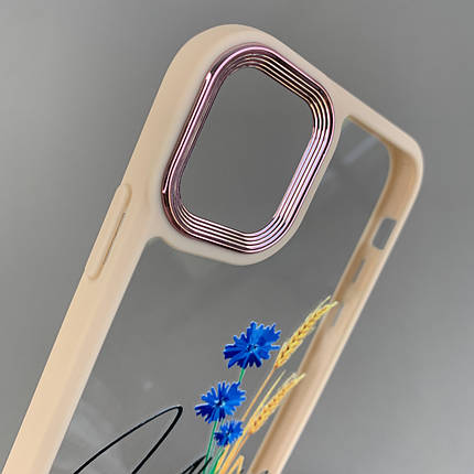 Чохол для iPhone 11 прозорий чохол з написом Ukraine з бежевою рамкою на телефон айфон 11 q07h, фото 2