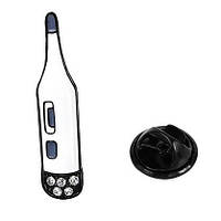 Брошка значок із чорною кліпсою градусник із білими стразами покрита кольоровою емаллю розмір виробу 30х05 мм