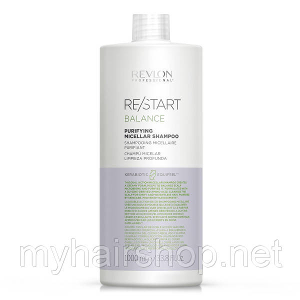 Шампунь міцелярний для жирної шкіри голови REVLON professional RESTART BALANCE Purifying 1000 мл