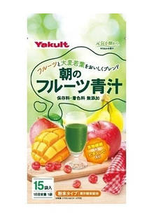 Yakult Health Foods Ранковий фруктовий зелений сік з екстрактом ячменю, 7 г x 15 пакетиків