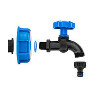 Набір IBC РВ S60x6, кран, нейлон РЗ 1/2" на шланг 
5/8", 1/2" + ніпель, IBCS60-WL-K112