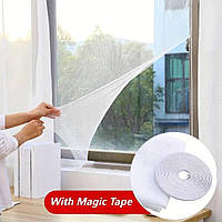 Антимоскітна сітка для вікон 1,5*1,8 м на самоклеючій стрічці липучці -DIY-1518-White.