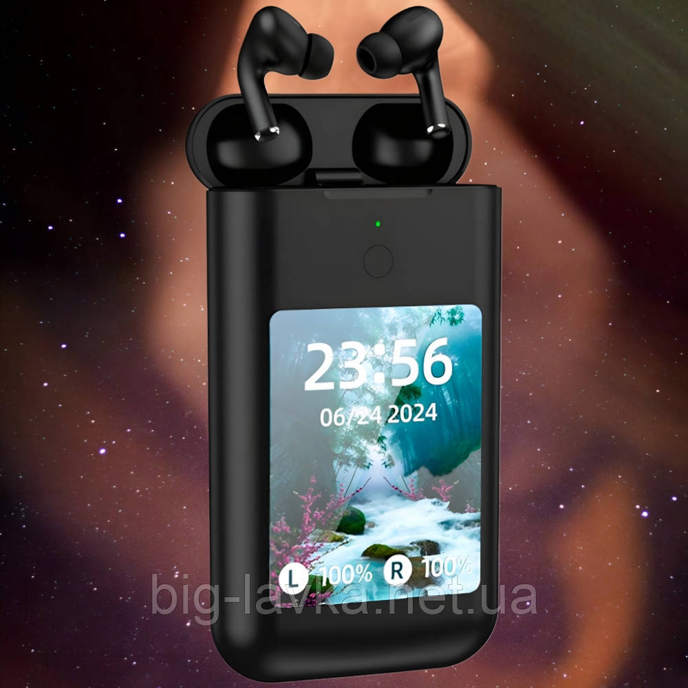 Бездротова Bluetooth-гарнітура із зарядним сенсорним LCD кейсом Чорний, фото 1