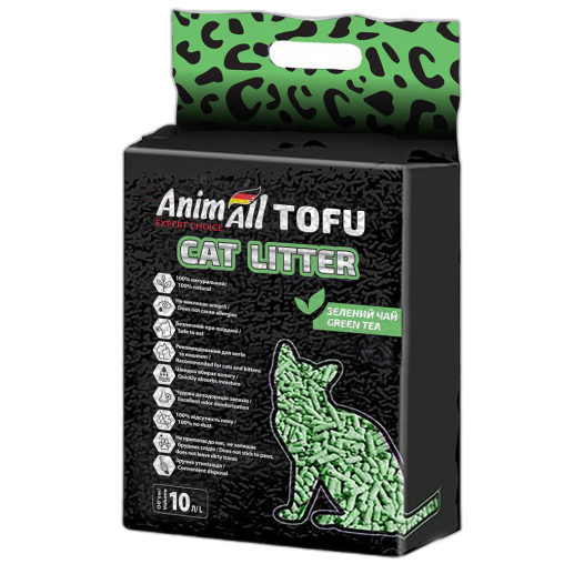 Наповнювач для котячого туалету AnimAll Tofu Green Tea Соєвий Зелений чай (10 л) 4.66 кг