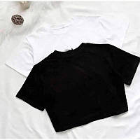 Жіноча укорочена футболка, стильний топ найк, якісний кроп топ, чорний, S-XXL