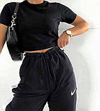 Жіноча укорочена футболка, стильний топ найк, якісний кроп топ, чорний, S-XXL, фото 2