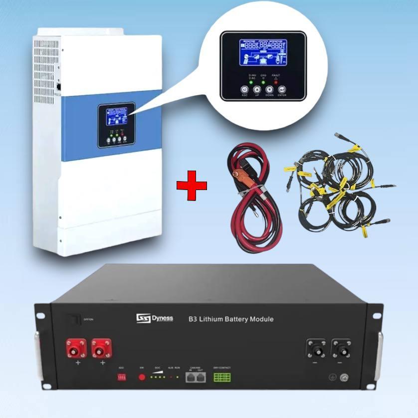 5,5 кВт Комплект акумулятора LiFePO4 48V/75Ah + гібридний інвертор 5,5 кВт аварійне живлення для дому