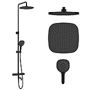 CENTRUM SQ система душова (термостат для ванни, верхній душ 255 мм ABS квадрат, ручний душ 131 мм 3 режими,