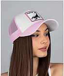 Бейсболка жіноча із сіткою пудра з вишивкою регульована 56-59 см, фото 2
