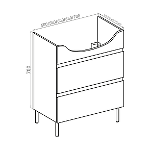 TOFT-ХО тумба універсальна з умивальником 60см, (2 ящики, в комплекті з умивальником Runa, арт L81960000),, фото 2