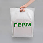 Пакети поліетиленові щільні 40х50 до 10 кг 110 mkm білі та бежеві Пакети банан з логотипом, фото 2