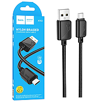 Кабель USB-Micro Hoco X113 (2,4A/1м/нейлон) чорний