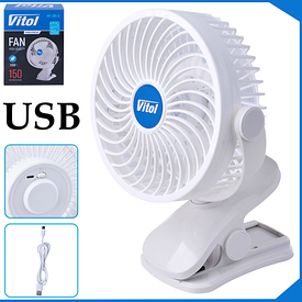 Вентилятор для авто на прищіпці 15 см 5 В від USB VITOL бітовий