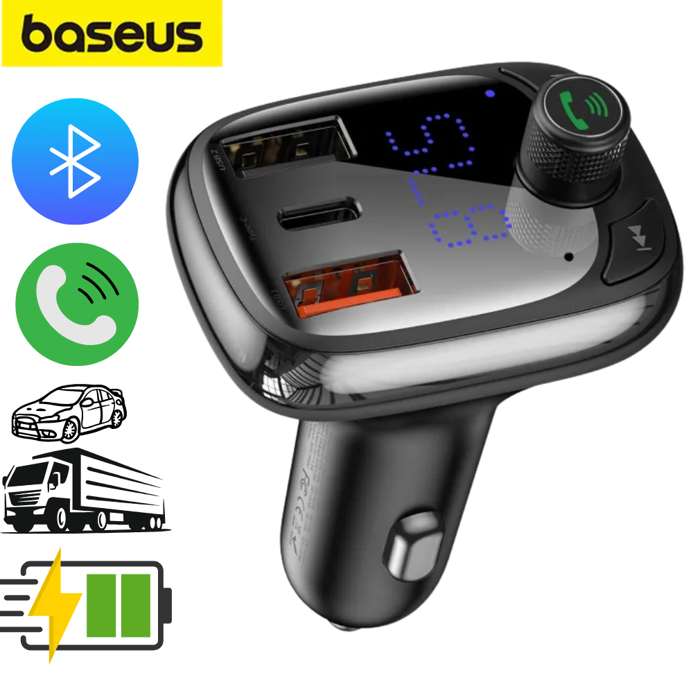 FM модулятор з bluetooth Фм трансмітер автомобільний швидка зарядка автомобільна для телефону QC 3,0 Baseus