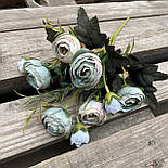 Штучні квіти Букет півонії, лютики, рананкулюс 30 см блакитний, фото 2