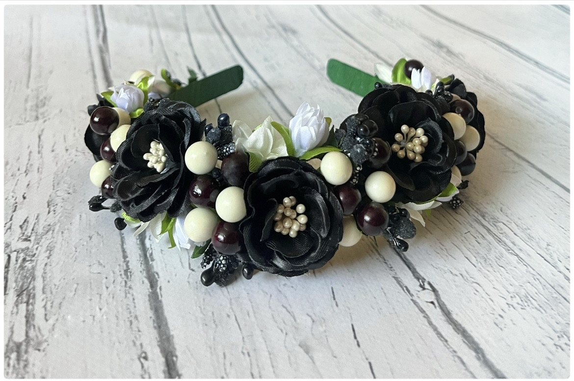 Обруч для волосся Пісня чорно-білий, фото 1