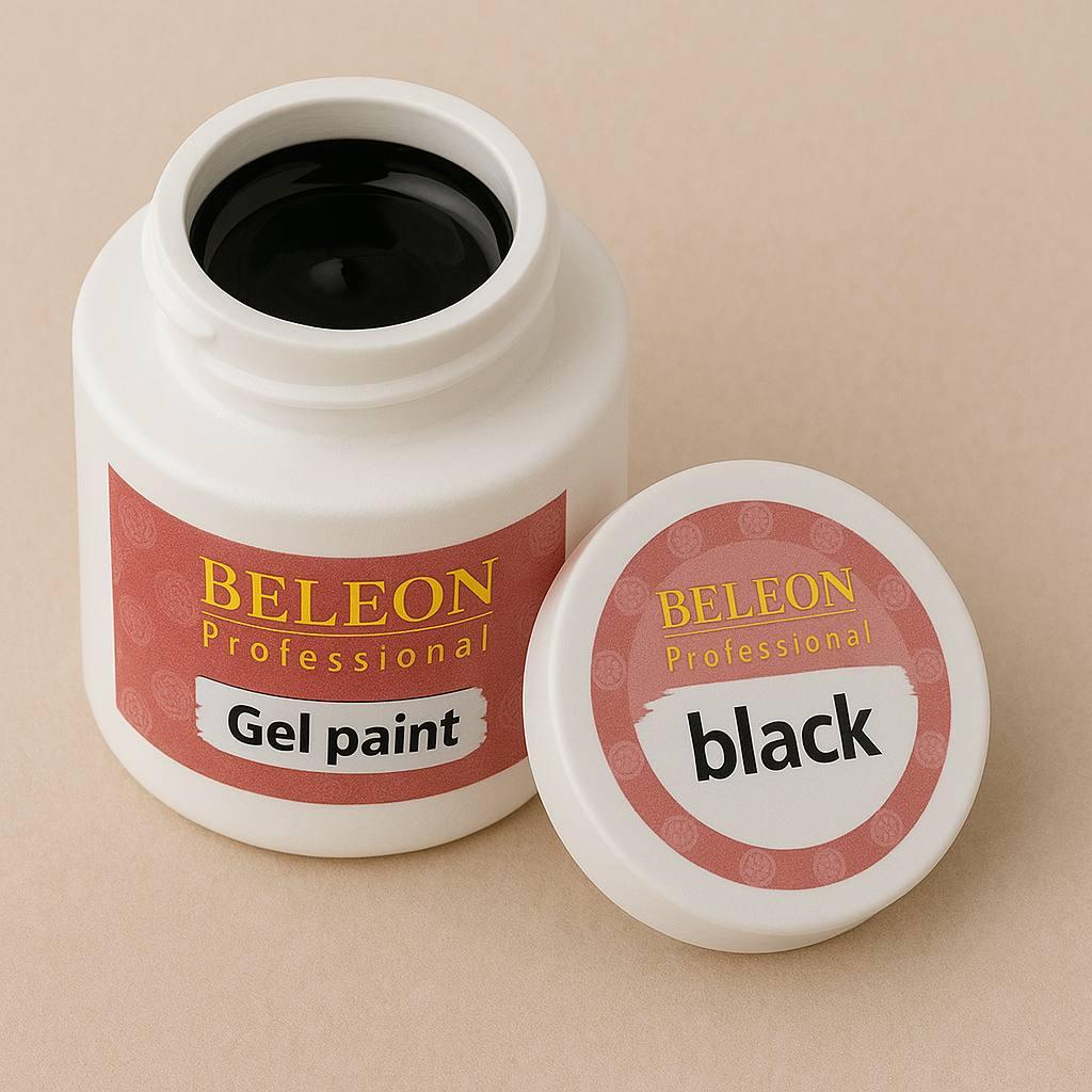 Гелева фарба BELEON Gel Point для дизайну нігтів (малюнків, стемпінг дизайну)7 грам (Black)