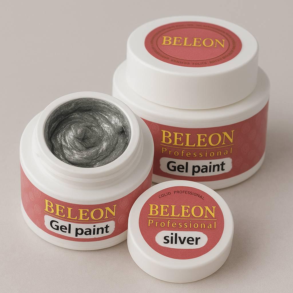 Гелева фарба BELEON Gel Point для дизайну нігтів (малюнків, стемпінг дизайну)7 грам (Silver)