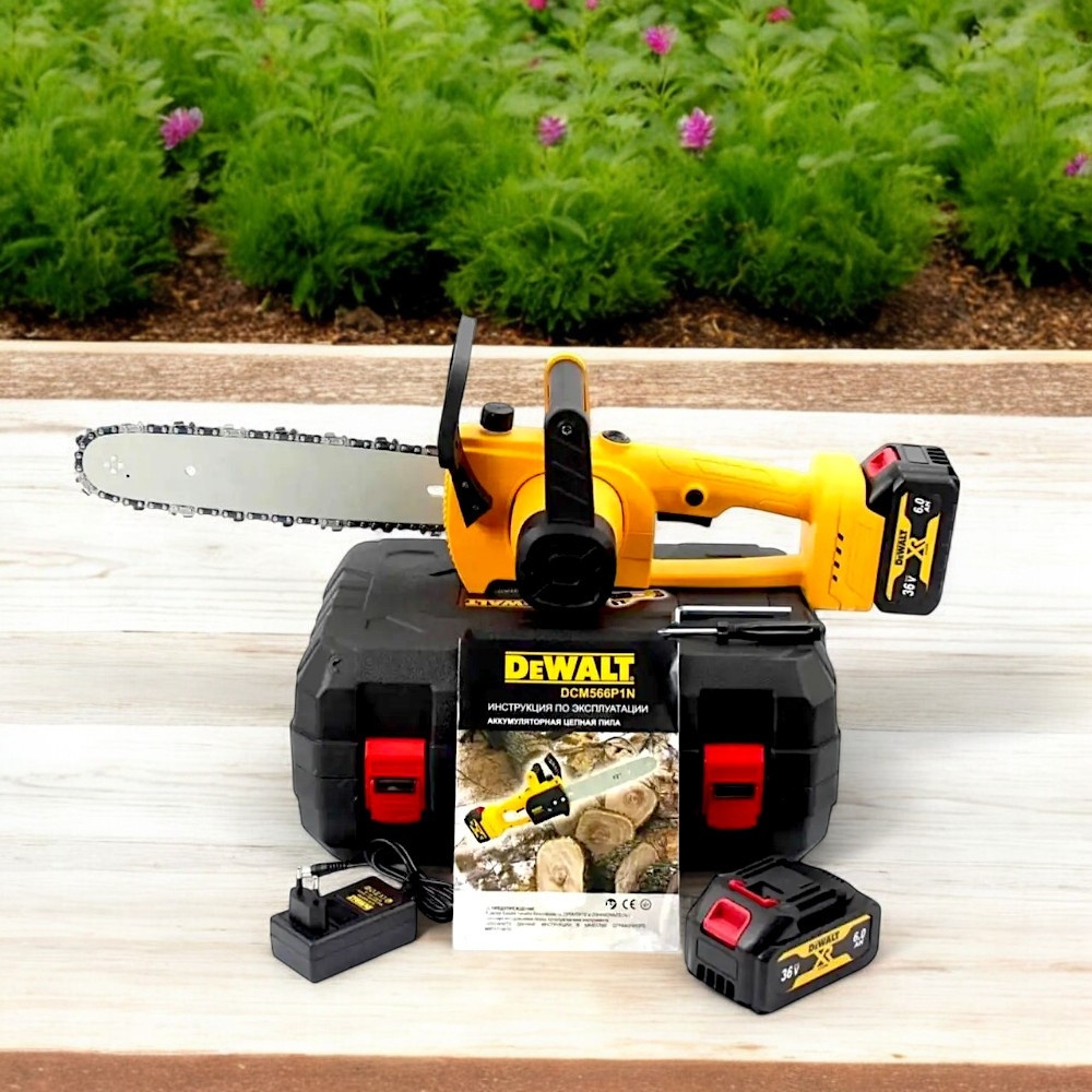 Пила з автоматичним змащенням ланцюга DeWalt DCM566P1N шина 30см Акумуляторна ланзюгова пила Деволт 36V 6.0Ah