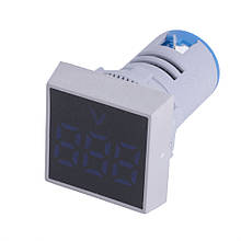 Вольтметр AC 60-500V вбудований, синій, квадратний (AD16-22FSV(S1), Hord)