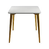 Стіл Dan 120 х 80 білий гладкий / натуральний дуб, фото 3