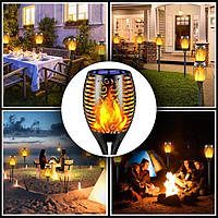 Ліхтарики на сонячній батареї з ефектом полум'я BL XF 6018 2шт./уп., декоративні світильники для саду