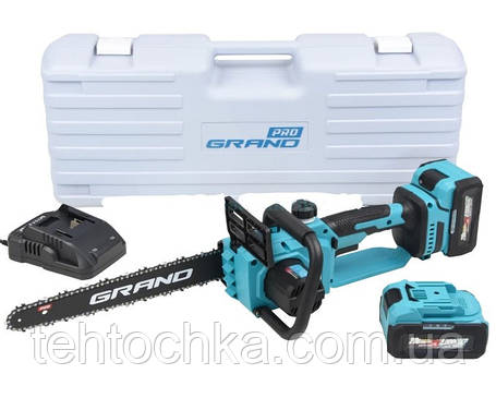 Акумуляторна ланцюгова пила Grand АПЦ-20V/12"-4 HS (2 аку — 4 А·год. безщітковий мотор. шина-300 мм.), фото 1
