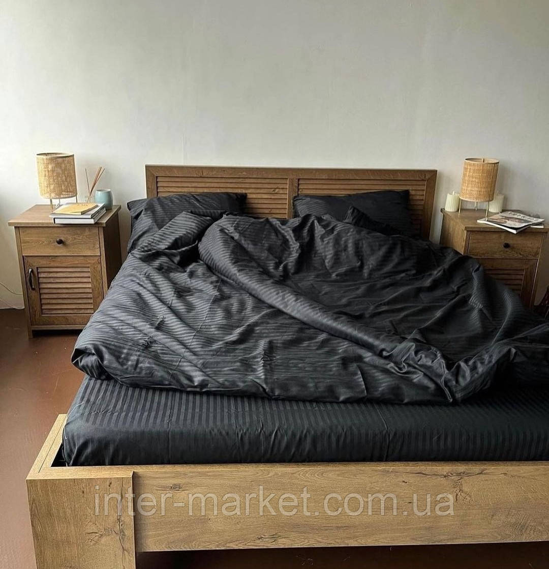 Двуспальний комплект якісної постільної білизни Бязь Gold Lux 180*200 Чорний