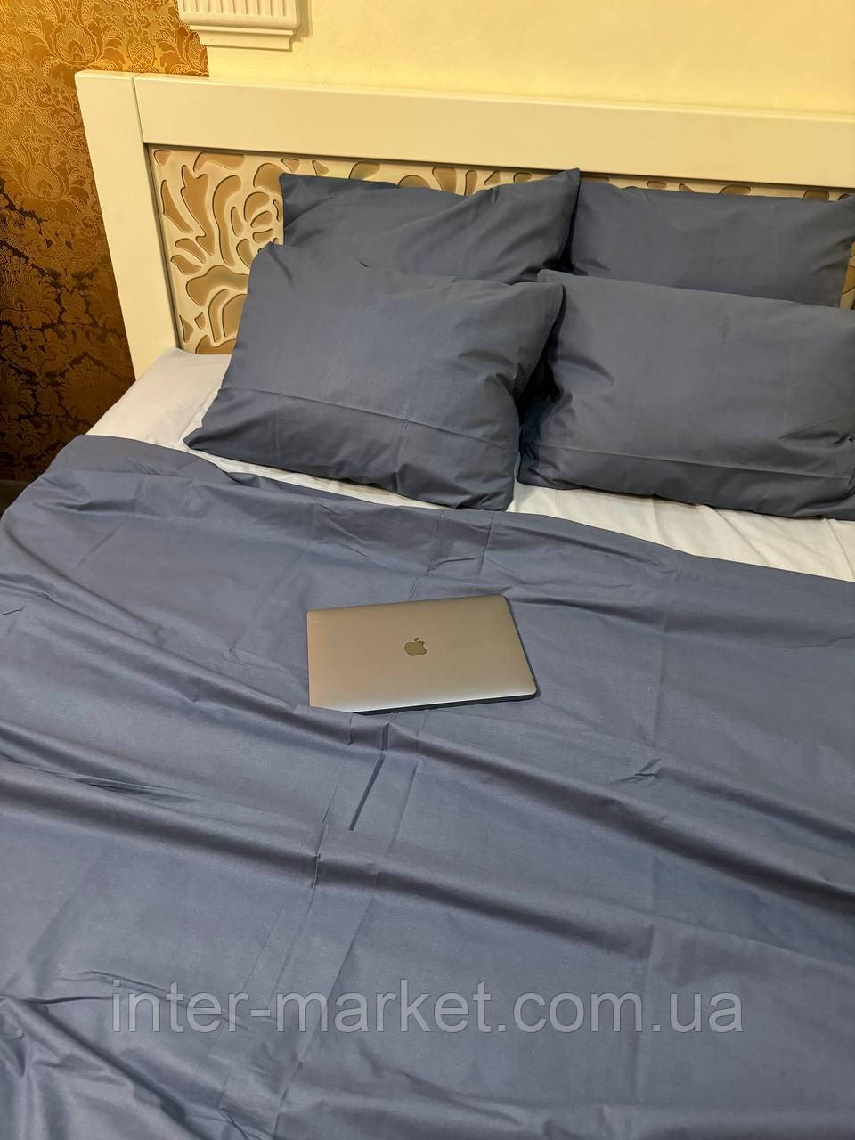 Полуторний комплект якісної постільної білизни Бязь Gold Lux 150*220 Графіт