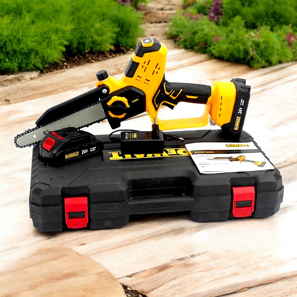 Безщіткова акумуляторна пила Dewalt DCM190HN 24v 5а Ланцюгова пила з шиною 20 см та автоматичним змащенням ланцюга